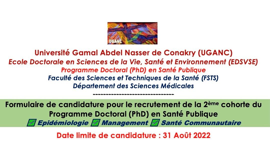 Formulaire de candidature – PhD en santé publique, 3e cohorte (2022)